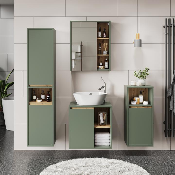 Actual product image Vicco Bathroom cabinet Viola, Green/Artisan, 38 x 170 cm with 2 doors