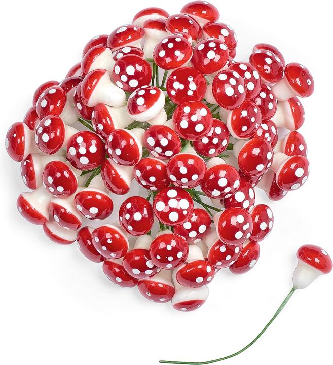 Actual product image VBS XXL fly agarics on wire, 100 pieces, Ø 1.5 cm