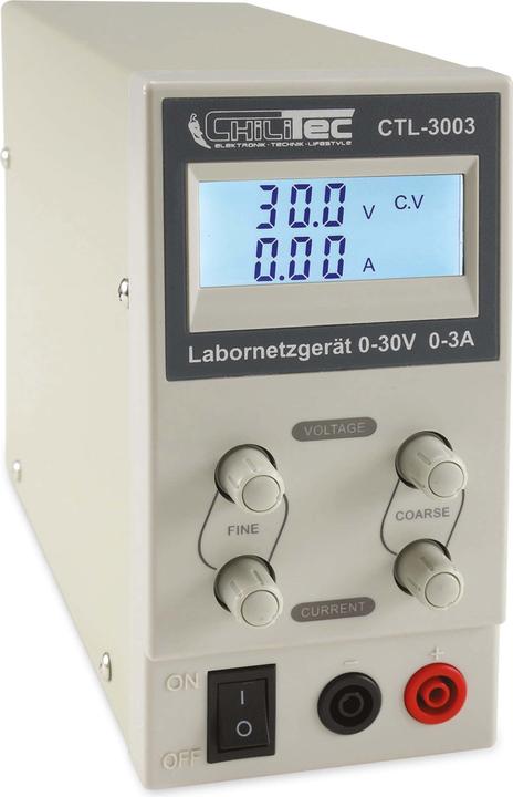 Actual product image Chilitec Controllable laboratory power supply unit CTL-3003, 0...30 V / 0...3 A, LCD