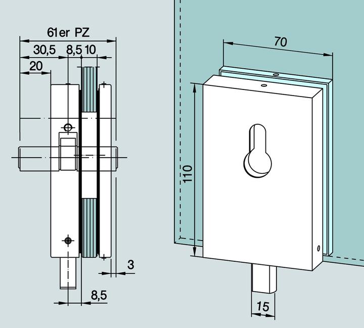 Produktbild Dormakaba Eckschloss für Ganzglasanlagen Universal (1 Stk.)