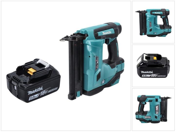 1x Makita DBN 500 cordless upright nailer 18 V 15-50 mm + 1x rechargeable battery 5.0 Ah - without charger