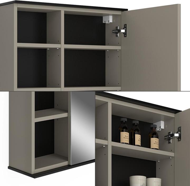 Produktbild Vicco Badspiegelschrank Joli, Greige/Schwarz, 60 x 60 cm mit Spiegel