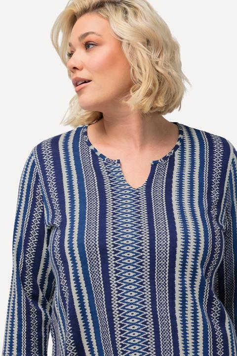 Produktbild Ulla Popken Longshirt, Musterstreifen, Tunika-Ausschnitt, 3/4-Arm (50, 52)