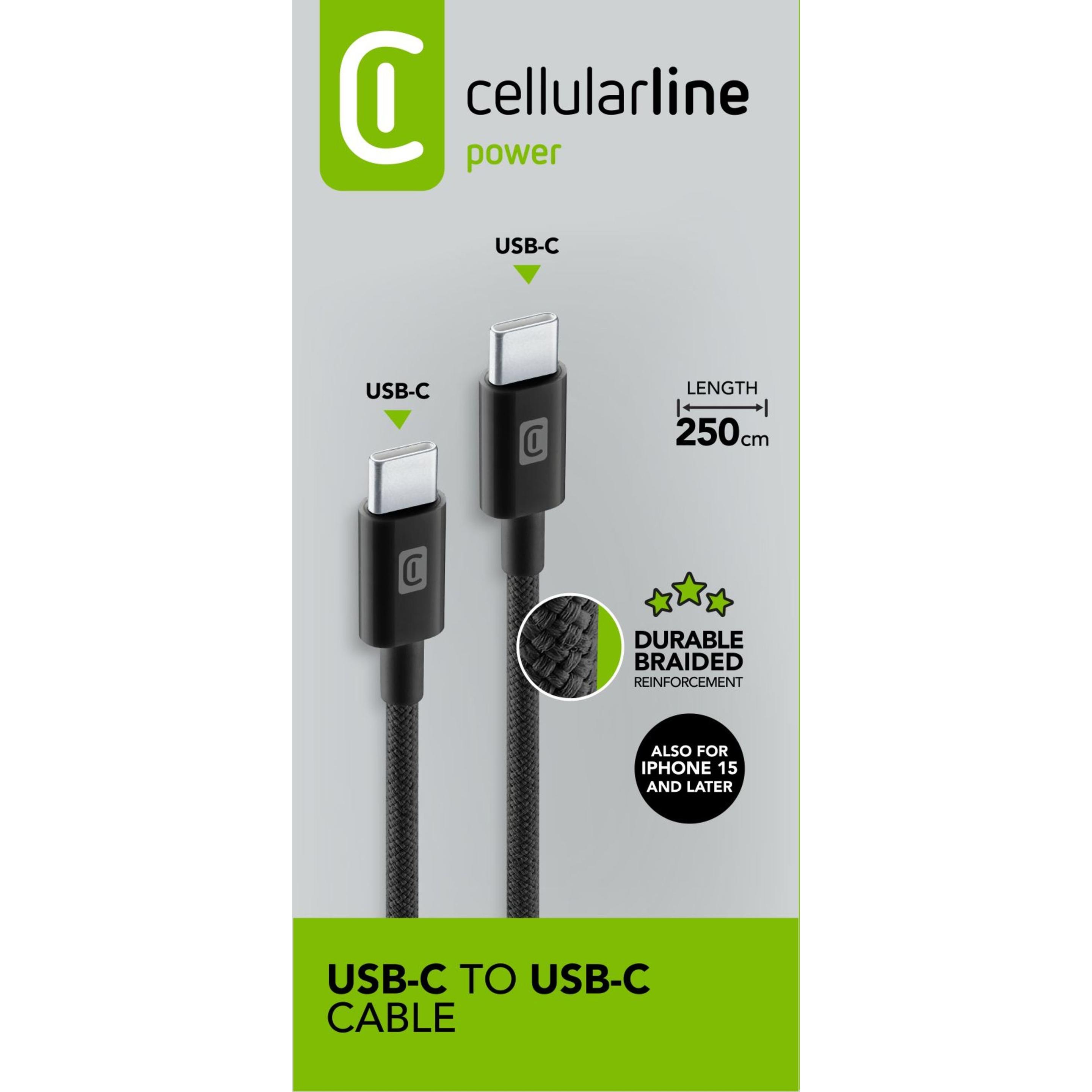 Thumbnail - Cellularline Braided Data Cable 2,5 m (2.50 m, USB 2.0), USB Kabel