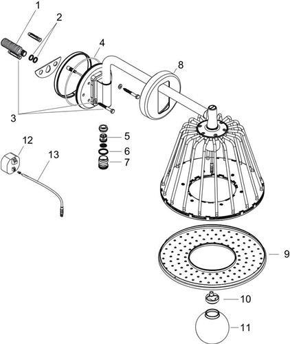 Actual product image Axor Starck ShowerSelect LampSelect LampShower 1jet avec bras de douche 380 mm, raccord mu (1 Beam type, 13 l/min)