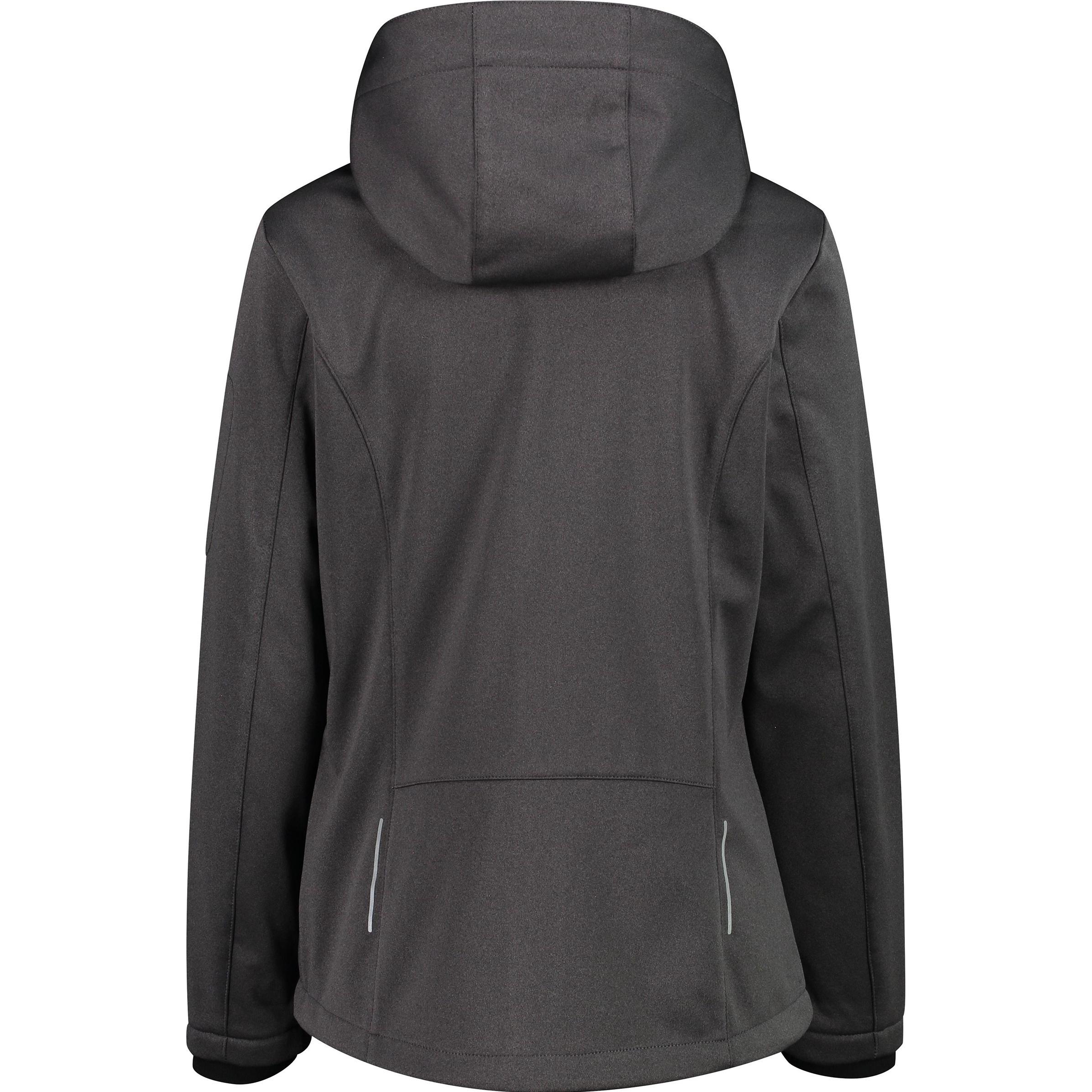 Thumbnail - CMP Campagnolo, Damen, Jacke, Women's Jacket Zip Hood Melange Softshell (40, M), Grau, 40, M