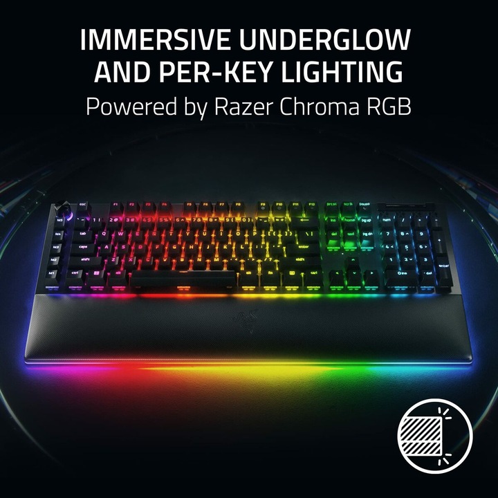Actual product image Razer BlackWidow V4 Pro Mechanical Gaming Keyboard, Yellow Switch, US Layout, Wired, Black (Eng. Int., Cable)