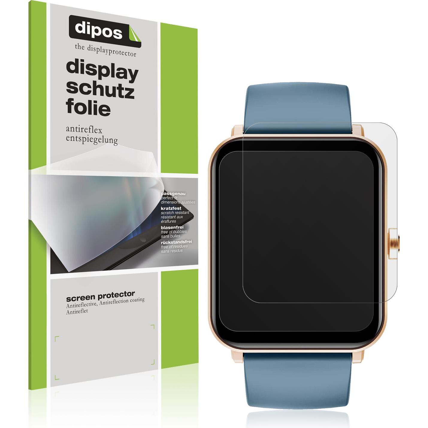 Dipos Displayschutzfolie Antireflex, Smartwatch Schutzfolie, Transparent