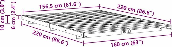 Actual product image vidaXL Bettgestell (160 x 220 cm)