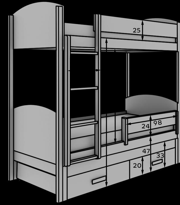 Produktbild ADRK Furniture Dreipersonen-Kinderbett Leia 200x90 mit Matratze (200 x 90 cm)