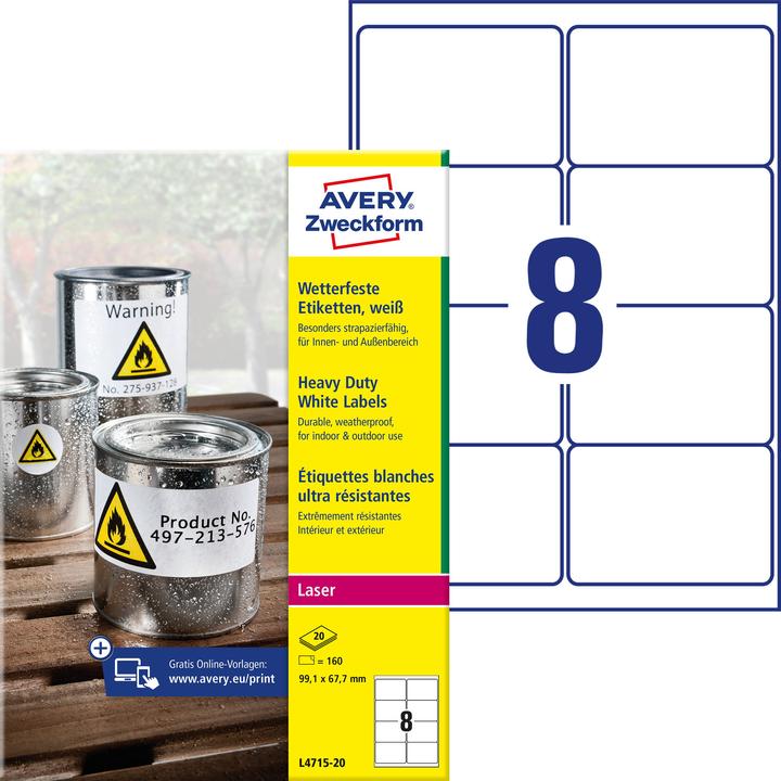 Avery wetterfeste Etiketten
