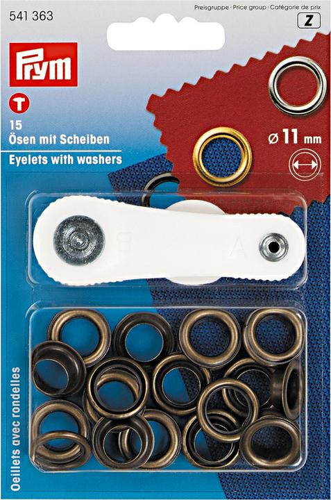 Immagine prodotto Prym Occhielli + dischi, ottone vecchio 11 mm, scheda 15 pezzi.