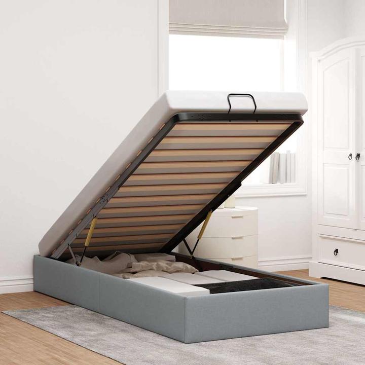 Produktbild VidaXL Ottoman-Bett ohne Matratze Hellgrau 160x200 cm Stoff (160 x 200 cm)