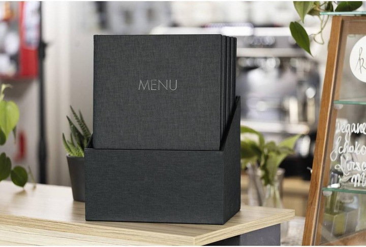 Actual product image Sigel Menu Folder with elastic binding..., blind debossing: MENU, with 2 double transparent pockets for 8 (A4, 10 x)