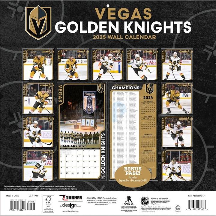 Image du produit NHL - Vegas Golden Knights - Calendrier mural d'équipe 30,5 x 30,5 cm 2025 (30,5 x 30,5 cm, Français, Italien, Espagnol, Allemand, Anglais)