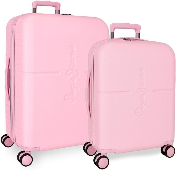 Pepe Jeans Light Pink Suitcase Set with Wheels and TSA Lock