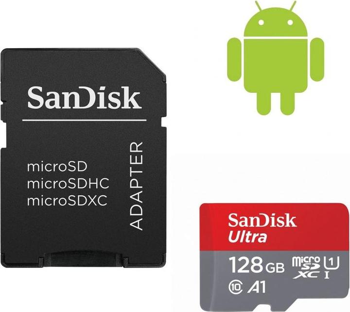 Actual product image SanDisk Ultra mit Adapter (128 GB, microSDXC, U1, UHS-I)