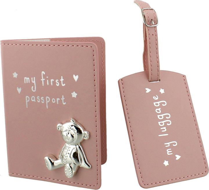 Actual product image Mars Button Corner Leatherette My First Passport Set - Pink