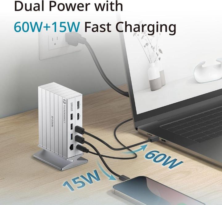 Immagine prodotto D-Link Docking Thunderbolt 4 14-in-1 DP/HDMI/3xUSB-C/5xUSB/SD-Card/LAN (14 porte)
