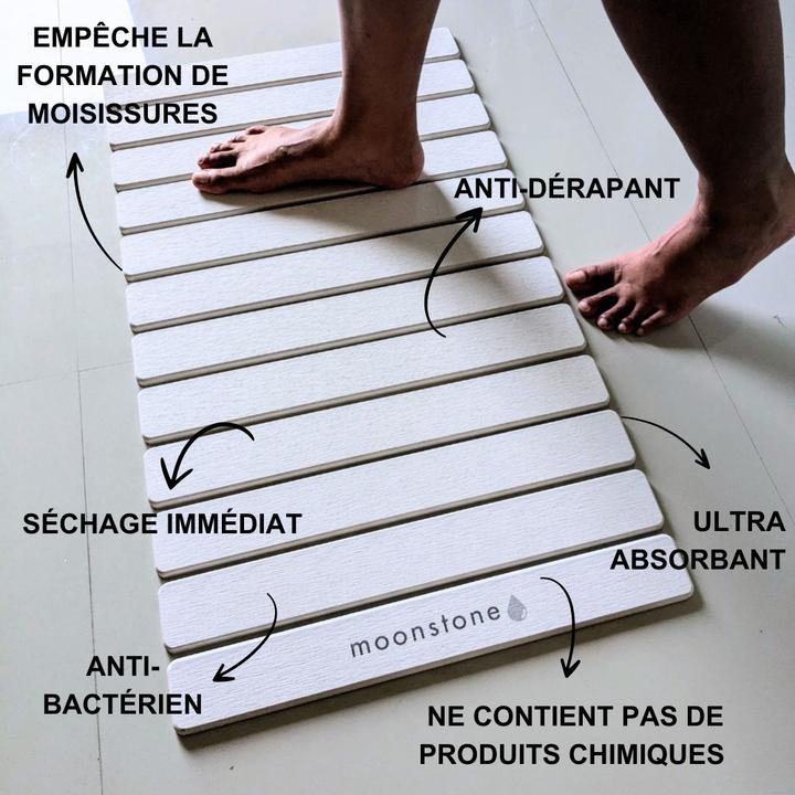 Actual product image Moonstone Badematte Melipa XL weiss aus Kieselgur (76 x 43 cm)