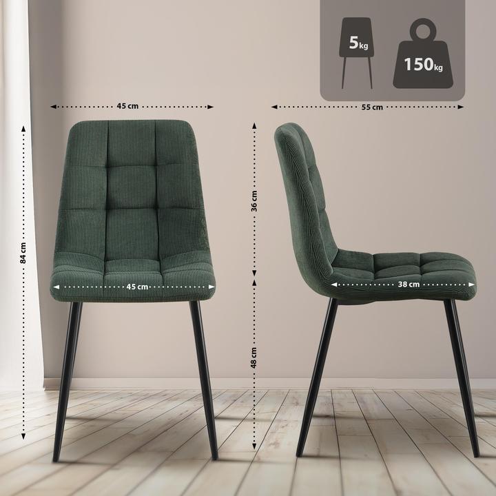 Actual product image CLP 4er Set Esszimmerstuhl Tilde gepolstert mit Rückenlehne bis 150 kg belastbar
