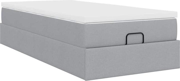 Actual product image vidaXL Ottoman bed with mattress light grey 90x200 cm fabric (90 x 200 cm)