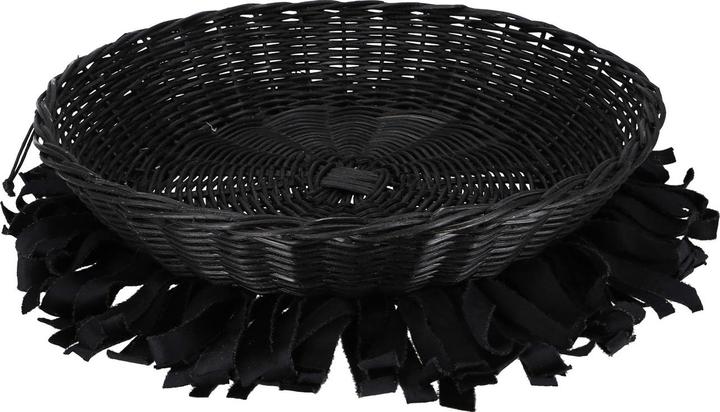 Natura Punto Branch wicker decoration basket with fringes, black, 40 x 8 cm (40 x 8 cm)