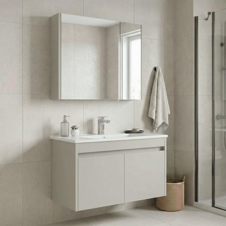 Produktbild Homitis Arno 85 Bathroom Cabinet With Sink & Mirror Set (2 Pieces)