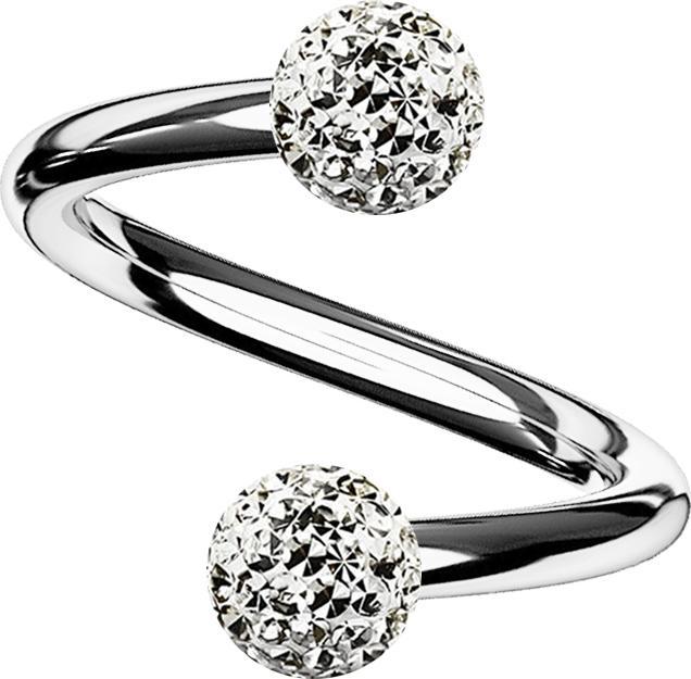 Image du produit Star Piercing Spirale silber mit zwei Kristallkugeln silber Epoxy Schutzschicht (sans laiton, Titane)