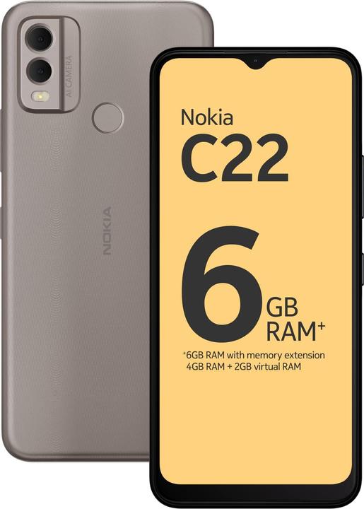 Actual product image Nokia C22 (64 GB, Sand, 6.50", Dual SIM, 4G)