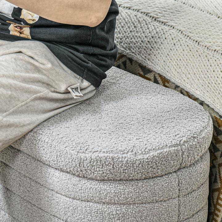 Image du produit Homcom Polsterbank Polyester, Eukalyptusholz Hellgrau (41 cm)