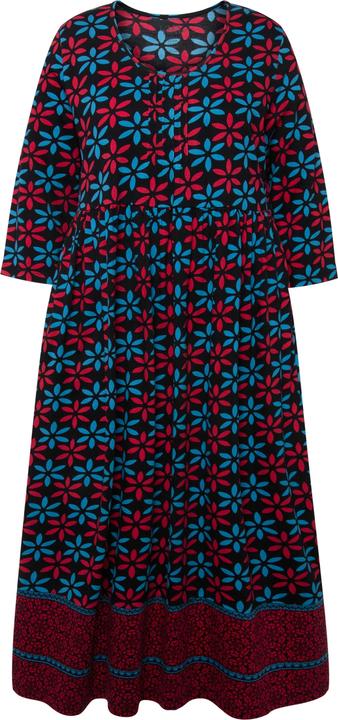 Produktbild Ulla Popken Jerseykleid, Blüten, A-Linie, Rundhals, 3/4-Arm (62)