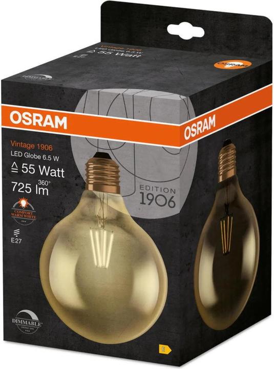 Actual product image Osram Vintage 1906 Led Classic Globe (E27, 6.50 W, 650 lm, 1 x, E)