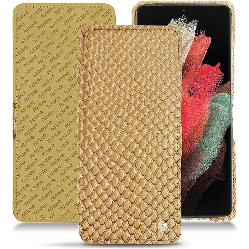 Noreve Lederschutzhülle horizontal (Samsung Galaxy S21 Ultra), Smartphone Hülle, Beige