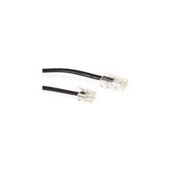 Thumbnail - ACT Black 5 meter flat telephone cable with RJ11 and RJ45 connectors. Rj45-rj11 cable black 5.00m, Telefon Zubehör