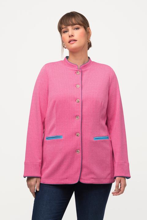 Actual product image Ulla Popken Stand Up Collar Button Front Herringbone Jacket (46)