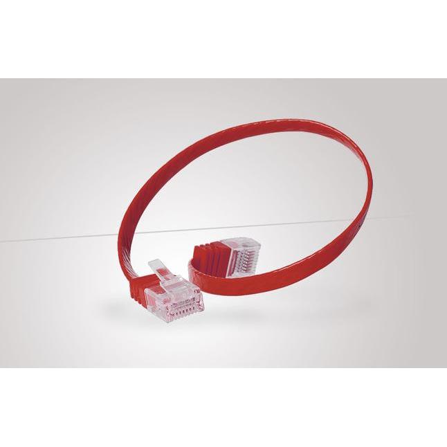 Thumbnail - Tecline Patchkabel Cat.6 U/UTP, ungeschirmt, flach, rot, 3.0m superflaches Patchkabel z.B. für die Verlegung (U/UTP, CAT...
