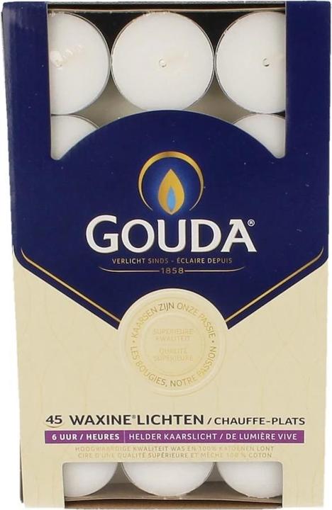 Productafbeelding Gouda theelichtjes 6 uur 45 stuks wit (45 Pcs.)