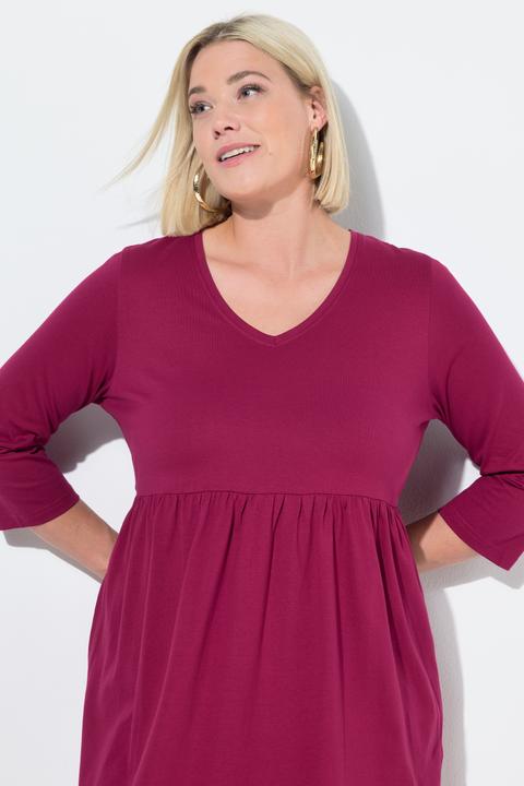 Produktbild Ulla Popken Jerseykleid, Empirenaht, V-Ausschnitt, 3/4-Arm, Taschen (50, 52)