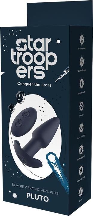 Actual product image Dreamtoys Dream Toys Startroopers Pluto Remote Vibrating Anal Plug Blue 13,6 cm