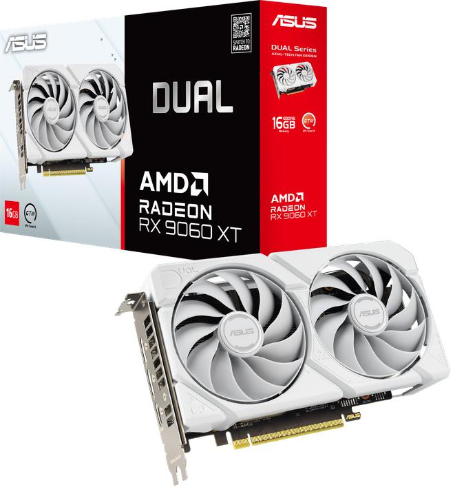 Actual product image ASUS DUAL-RX9060XT-16G-WHITE 16GB GDDR6 HDMI DP (16 GB)