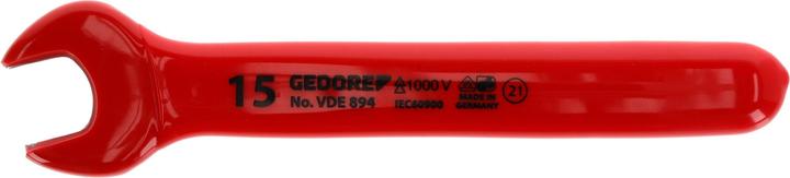 Produktbild Gedore VDE-Einmaulschlüssel, 15 mm, Hochwertiger Vanadium-Stahl, Nach EN 60900/IEC 60900 (15 mm)