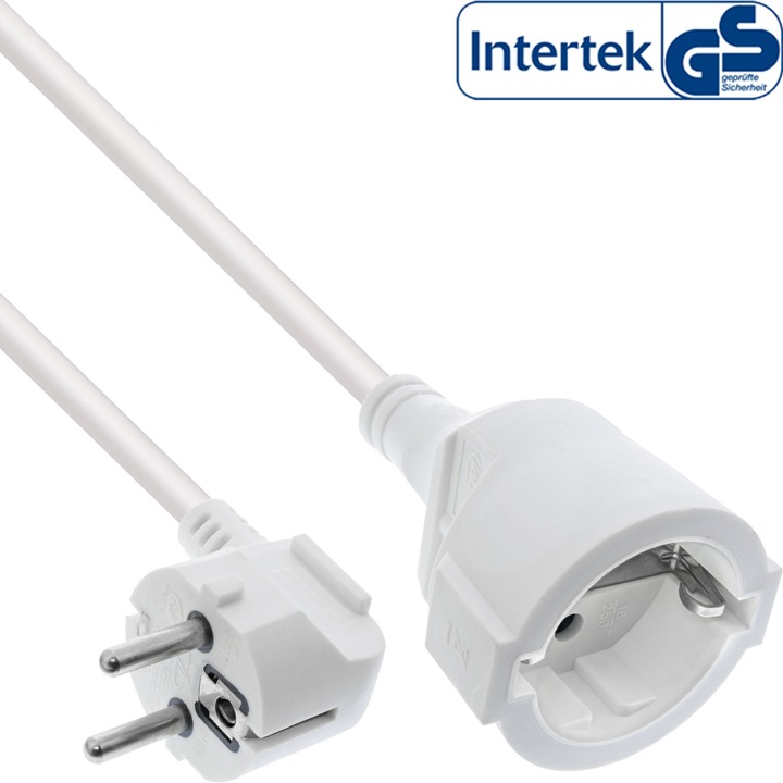 Actual product image InLine Power extension earth contact plug angled / socket, white, 3m (3 m)