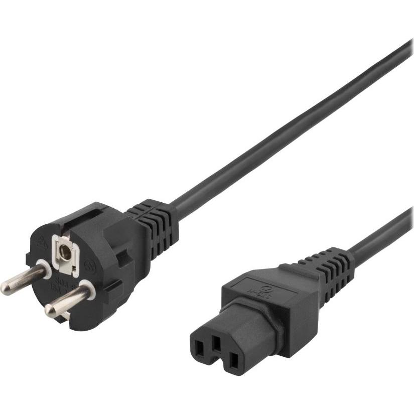 Deltaco DEL-117C power cable Black CEE7/7 C15 coupler (3 m), Stromkabel