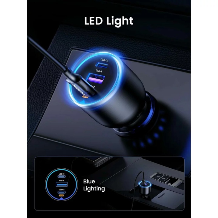 Image du produit Ugreen Fast Car Charger 130W 90413 2xUSB-C PD+USB-A