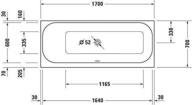 Immagine prodotto Duravit Vasca idromassaggio rettangolare HAPPY D.2 150 l 1700x700 we 1 RS sinistra Sistema jet (150 l, 170 cm, 70 cm)