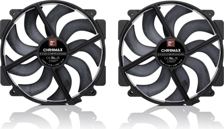 Produktbild Noctua NF-A14x25r G2 PWM Sx2-PP chromax.black Gehuselfter 140 mm (140 mm, 2x)