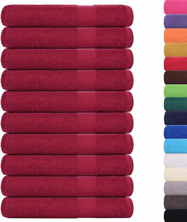 Image du produit vidaXL Serviettes de bain 10pcs. Bordeaux rouge 100x200cm 360 g/m² 100% coton (100 x 200 cm)