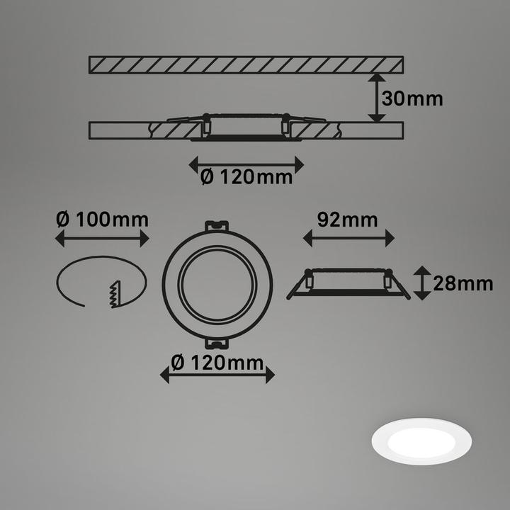 Actual product image Briloner Ultra-flat LED recessed lights set of 3 - Flat star (660 lm)