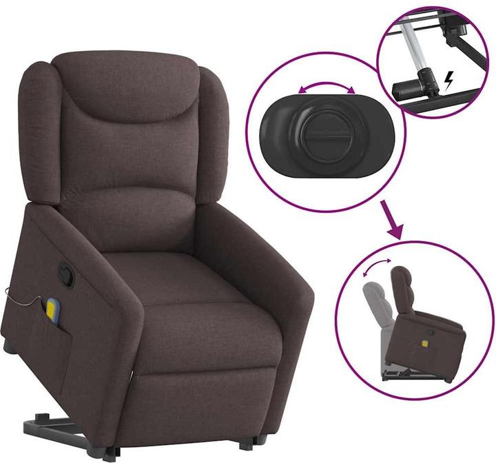 Actual product image VidaXL Massage chair with stand-up aid dark brown fabric